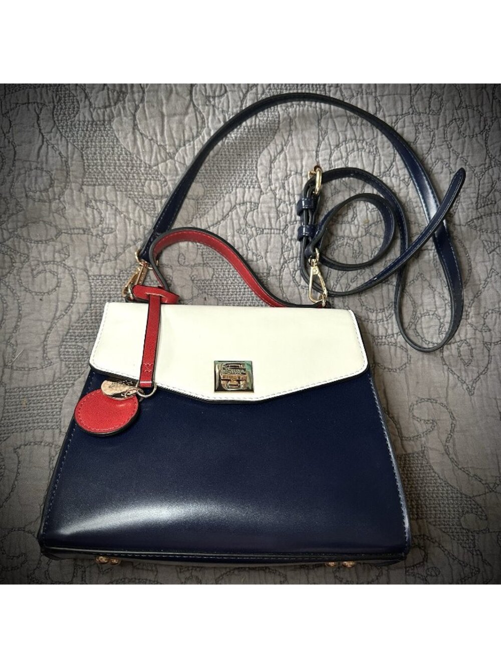Dune London Patriotic Red White and Blue Women’s Leather Crossbody Purse Bag